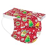 Weihnachten 10 Stück Weihnachten Mundschutz Kinder Einweg 3-lagig mit Motiv,Mund-Nasen-Schutz,Cartoon Druck Maske Tücher Atmungsaktiv Mund-Tuch Bandana Halstuch S