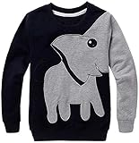 Jungen Kinder Sweatshirt Elefant Baumwolle T Shirts Pullover Tops schwarz DE 110