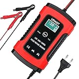 URAQT Autobatterie Ladegerät, Car Battery Charger 6A/12V, Erhaltungsladegerät Batterieladegerät, Batterie-Desulfator mit Mehrfachschutz für Auto, Motorrad, Rasenmäher oder B