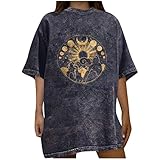 Damen Vintage Drop Sleeves Printed Pattern Casual Kurzarm Tops Bluse Activewear-T-Shirts für Damen Kurzarm damenblusen Kurzarm eleg