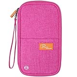 Reisebrieftasche Familie Reisepass Halter RFID Blockierung Reisedokument Organizer Wasserdicht Urlaub Reisepass Hülle Herren Damen für Ausweis, Kreditkarten, Flugtickets, Geld, Münzen VanFn, B – Rosa,