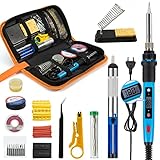 OUBEL Lötkolben Set, Digital LCD 80W Lötkolben mit Temperatur Einstellbar 180-480℃, 22pcs Lötset mit 10 Lötspitzen, Feinlötkolben Soldering Iron Kit für Elektrotechnik Reparaturen und Hausgeb