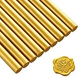 11mm 15 Stücke Klebe Pistole Siegellack Wachs Sticks für Retro Vintage Wachs Siegel Stempel und Brief, Ideal für Hochzeit Einladungen, Karten Umschläge, Schneckenpost, Geschenk Verpackung (Gold)