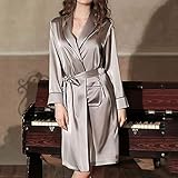 Pyjama Satin Robe Weibliche Intime Dessous Nachtwäsche Seidige Braut Hochzeitsgeschenk Kimono Bademantel Kleid Nachthemd Sexy Nachtwäsche Lm (45-70Kg) G