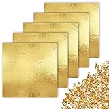 CZ Store Blattgold - 100 Stück, 14-cm-Blätter -✮✮LEBENSLANGE GARANTIE✮✮- Set zum Vergolden, für Kunst & Handwerk, DIY-Projekte, Notizbuch & Geschenk - Metallischer Schimmer, glatte Tex