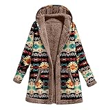 Kapuzenmantel Damen Lang Herbst Schwarz Winter Mantel Plüsch Plüschjacke Plüschmantel Fleecejacke Fleecemantel Steppjacke Steppmantel Übergangsmantel Übergangsjacke Warm Winterparka D