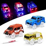 Track Cars Spielzeug für Kinder - Sirecal 3Pcs Magic Tracks Autos (SUV, Krankenwagen, Technikfahrzeug) Autorennbahn Spielzeug Auto 5 LED Blinklichtern Geschenk fü