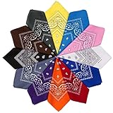 HBselect 6-12er Bandana Kopftuch mehrfarbige und multifunktionale Tücher als Halstuch aus 100% Baumwolle mit original Paisley Cashew Muster 51×51