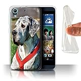 Handy Hülle kompatibel mit HTC Desire 626G+ Beliebter Hund/Eckzahn Rassen Deutsche Dogge/Great Dane Transparent Klar Ultra Sanft Flexibel Silikon Gel/TPU Case C