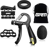 GRM Handtrainer Fingertrainer mit Zählfunktion-5er Set, Verstellbarer Unterarmtrainer, Finger Trainingsgerät, Trainingsring, Stressabbau-Griffkugel, Fingerdehner für Fitness Krafttraining Therap