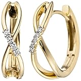 JOBO Damen-Creolen aus 585 Gold mit 10 D
