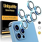 UniqueMe [2 Stück] Kameraschutz Kompatibel mit iPhone 12 Pro Max 6,7 Zoll Aluminiumlegierung Kameraschutzfolie, HD-Klar 9H Härte Kameraschutz Präziser Laserschnitt Panzerglas, Kratzfest (Blau)