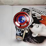 BCCDP Marvel Captain America Unisex Watch 30M wasserdichte Analog Quarzuhr, 3D Cute Cartoon Uhr, Digitale Kinderuhr, Teaching Handgelenk Uhren Mit Silikon Armband,Kids W