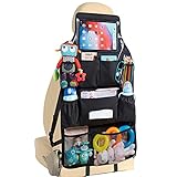 KALIDI Auto Organizer,Verbesserter Autositz-Organizer mit 4 Lagen 10 Taschen für bis zu 10,5' iPad,Wasserdichter Rücksitzschutz,Kick-Matten-Schutz für Kinder,Schwarz,1 Stück(Black)