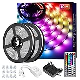 Lepro LED Strip 10M(2x5M), LED Streifen Lichterkette mit Fernbedienung, Band Lichter, RGB Dimmbar Lichtleiste Light, Lichtband Leiste, Bunt Kette Stripes für Party Weihnachten Dek