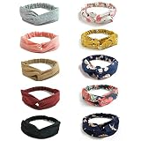 RESHOW 10 Stück Damen Boho Stirnbänder Kopfband Haarband Elastische Weiche Stirnband Niedlich Haarschmuck