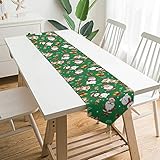 Weihnachtsmann Weihnachtsbär Tischläufer Modern Table Runners Tisch-Deko Tischdecke Tischband Tisch-Läufer Dekoration Tafeltuch Tischtuch Tischwäsche für Weihnachten/Hochzeit/Party white 229x33