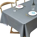 Plenmor PVC Tischdecke Quadrat für Küche Esstisch Kunststoff Wischtuchreinigung Tischdecke für Indoor Outdoor (137 x 137 cm, Grey)