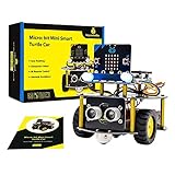 KEYESTUDIO BBC Micro:bit Robot Kit mit Microbit Mikrocontroller Board, Line Tracking Modul, Ultraschallsensor, Colorful Lights, Intelligentes und lehrreiches Car Robotic Kit für Microbit L