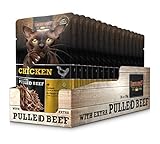 Leonardo Frischebeutel [16x70g Chicken mit Fleischstreifen] Pulled Beef | Getreidefreies Nassfutter für Katzen |