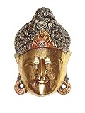 Buddha - Maske Gold 25 cm Holzmaske Wandmaske Buddhakopf Gesichtmask