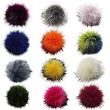 Allegorly Fellbommel Kunstfell Bommel Anhänger 10cm für Mützen Beanies Tasche Kunstfell Bommel Pompon für Mützen und Beanies Kunstpelz Pom Pom Ball Kunstfellbommel für Stricken Hüte Zubehö