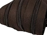 Schnoschi 2 m endlos Reißverschluss 5 mm Laufschiene + 5 Zipper Meterware teilbar Farbwahl (Dunkelbraun)