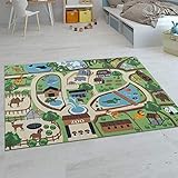 Paco Home Kinder-Teppiche, Kurzflor-Teppiche für Kinderzimmer mit vers. Designs Spielteppiche Bunt, Grösse:100x200 cm, Farbe:Beig