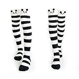 Binoster Netter Schaf Schenkel-hohe lange gestreifte Socken-Korallenrote Vlies-warme weiche über Kniestrümpfe, beste Weihnachtsgeschenk-Frauen und Mädchen (Panda)