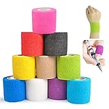 Viskoelastische Bandage (10 Rollen), weiche und bequeme selbstklebende Bandage Vlies Sportbandage, geeignet für Hände, Füße, Knie, Arme, 10 Farben 5cm x 4,5