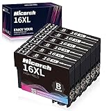 Hicorch 16XL Schwarz Ersatz für Epson 16 Druckerpatronen Kompatible mit Epson Workforce WF-2010 WF-2510 WF-2520 WF-2530 WF-2540 WF-2630 WF-2650 WF-2660 WF-2750 WF-2760 (6-Pack)