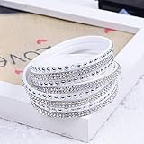 Bracelet Punk En Cuir Multicouche,L'Homme Blanc En Cuir Rivets Strass Bracelets Personnalisés Gothique Corde Bracelets Multi Couche Wrap Femmes Unisexe Bracelets De Charme Vintage Bracelet Réglab