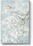 DPZAFL Wandbilder Wohnzimmer Blumen Leinwand Wand Bilder Vogelbilder Wände Badezimmer Kunstdrucke Blumen Weiß Rustikal Blau Gemälde Bloom Blossom Artwork 50x70cm x1 R