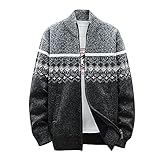 Herren Mantel Sweater Weicher Dufflecoat Strick Jacke ReißVerschluss Kurzmantel Kariertes Windbreaker Patchwork Sweatjacke Patchwork Umlegekragen Jacke Mantel lauschig