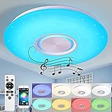 Style home 24W Bluetooth Deckenleuchte RGB LED Deckenlampe mit Lautsprecher, Fernbedienung und APP-Steuerung, Farbwechsel, dimmbar, Sternenhimmel Lampe (400 * 55mm)