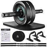 Gonex Ab Roller Wheel für das Core Workout, Bauchroller mit Widerstandsbändern, Kniematte, Core Slider, Push-Up-Stange für das Heim-Fitnessstudio, Ab Workout-Ausrüstung für Bauchübung