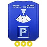 M&H-24 Parkscheibe Parkuhr Auto mit Eiskratzer und 3 Einkaufswagenchip Blau Europa Zulassung, 1 Stück