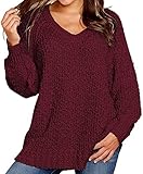 Womens&Ladys Fuzzy Popcorn Pullover Loose Fit Sweatshirt Solide Top