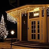 [480 LED] Lichterkette, 17M 8 Modi Lichterkette Außen Strom Weihnachtsbeleuchtung Wasserdicht Außen/Innen LED Lichterkette mit Memory-Funktion für Garten Balkon Weihnachtsbeleuchtung Außen, Warmweiß