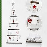 Premium Wanddeko Weihnachtsbaum Wand I Christbaum mit Deko zum Aufhängen I Strickleiter Adventskalender Tannenbaum Holz-Deko Weihnachten Wanddeko Advent I Weihnachtsdeko Ast Hängedeko H