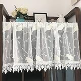 FWZJ Cafe Vorhänge Weiß Weiß Weiß Küche Fenster Vorhänge Hohl Design Kurze Vorhänge für Küche Fenster Etage Vorhänge Sheer Voile Sichtschutz Vorhänge Plissee Vertikale Jalousie Vorhäng