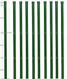 10 Metallpfosten Zaunpfahl rund Ø 34 mm 1500mm lang zum einbetonieren für 100cm hohe Metall Zaunanlage aus Maschendrahtzaun in grün RAL 6005. Mit 3 vormontierte Spanndrahthalter und Pfostenkappe.…