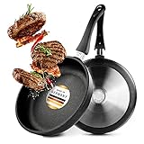 Die Dietzes - Pfanne 24 cm handgefertigt für alle Herdarten - Aluguss Pfanne 24 cm mit 5 cm hohem Rand - Bratpfanne 3 fach beschichtet - Pfanne Induktion - Perfekte Hitzeverteilung – Made in Germany…