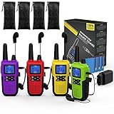 4 Long Distance Walkie Talkie Long Range für Erwachsene - Rechargeable Funkgerät Walkie-Talkie Aufladbar 4er Set - PMR446 Arbeiten Walkie Talkie mit Headset und Mic Set Akku USB Ladekabel T