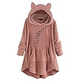 KJDWJKJRF Winterjacke Damen Geschenke FüR Frauen Weihnachten Teddyfell Jacke Langarm Hoodie PlüSchmantel Outwear Parka MäNtel Pullover PlüSchjacke Warme Damenjacke Kapuzenjacke Vinitage Mit Kap