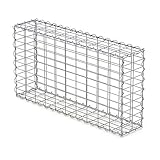 ECD Germany Gabionen Wand mit Deckel 100x50x20cm Verzinkter Stahl Maschenweite 5x10cm Drahtstärke 4mm Wetterfeste Gabione Steingabionen Steinkorb Drahtkorb Gabionenkorb Gabionenwand Mauer für G