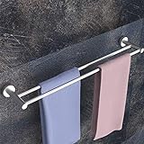 mokyu Doppelter Handtuchhalter Badezimmer Handtuchstange 60cm für Wandmontage Handtuchhalter Aluminium, 1 Stück