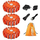 3 Stücke Warnleuchte,rundumleuchte led Magnet warnlicht Ausfallwarnleuchte 9 Leuchtmodi Signallicht für Pannenhilfe oder U