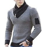 BAIXIAOCHI Herren Casual Slim Knit Pullover Langarm Schalkragen Pullover H