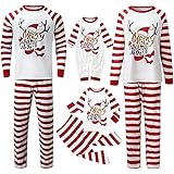 ROYIYI Weihnachten Familie Schlafanzug Outfit Christmas Hausanzug Nachtwäsche Herren Damen Kinder Lang Pyjamas Set mit Weihnachtsmotiv Fun-Nachtw